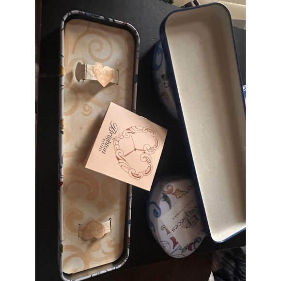 Brighton Decorative Tin Set Collectible Blue Heart & watch Storage Boxes Design - Picture 11 of 11